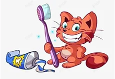 小猫刷牙