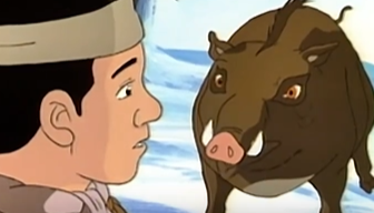 男人和野猪