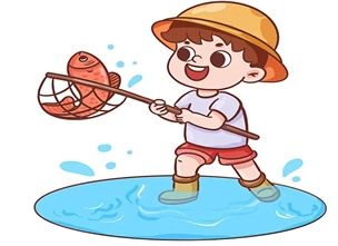 赶潮抓鱼