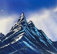 喷漆画-雪山迎客松