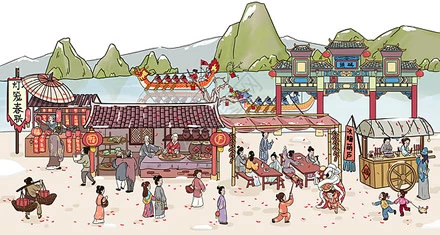 100多年前清朝人赶集影像